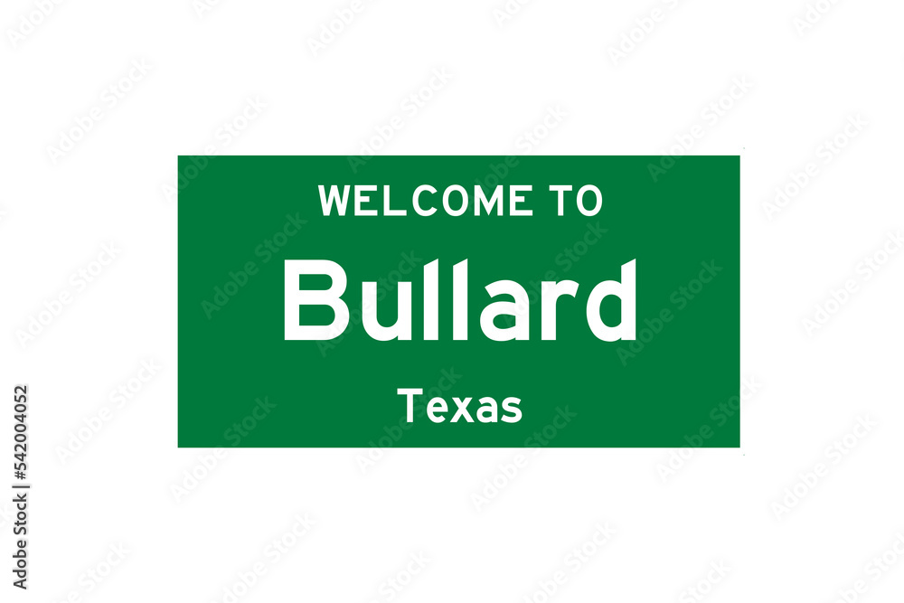 Bullard, Texas, USA. City limit sign on transparent background. Stock