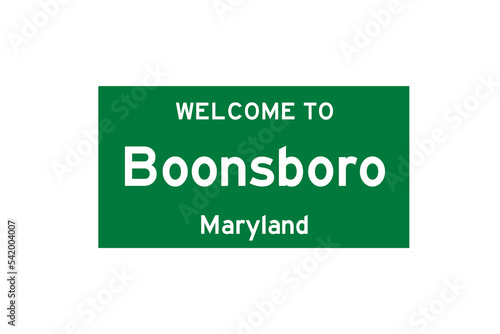 Boonsboro, Maryland, USA. City limit sign on transparent background.  photo