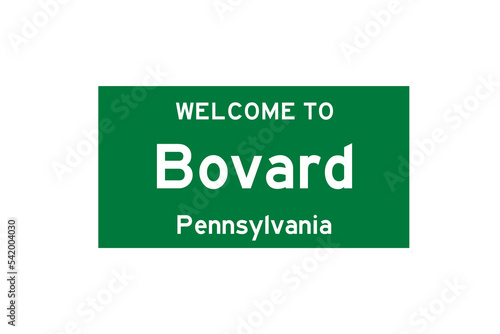 Bovard, Pennsylvania, USA. City limit sign on transparent background.  photo