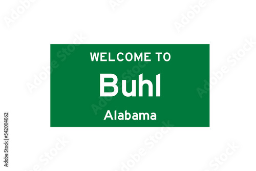 Buhl, Alabama, USA. City limit sign on transparent background.  photo