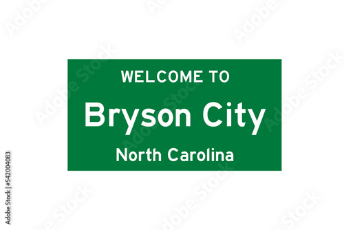 Bryson City, North Carolina, USA. City limit sign on transparent background.  photo