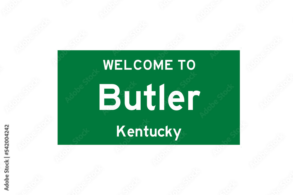 Butler, Kentucky, USA. City limit sign on transparent background. Butler, Kentucky, USA. City limit sign on transparent background.