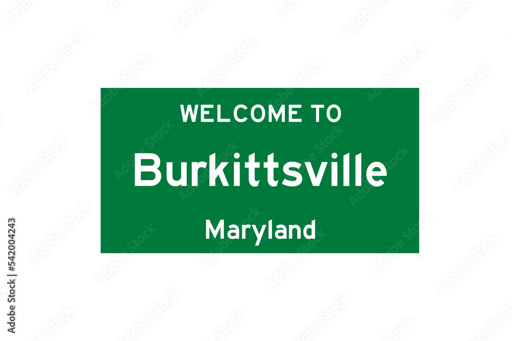 Burkittsville, Maryland, USA. City limit sign on transparent background. 