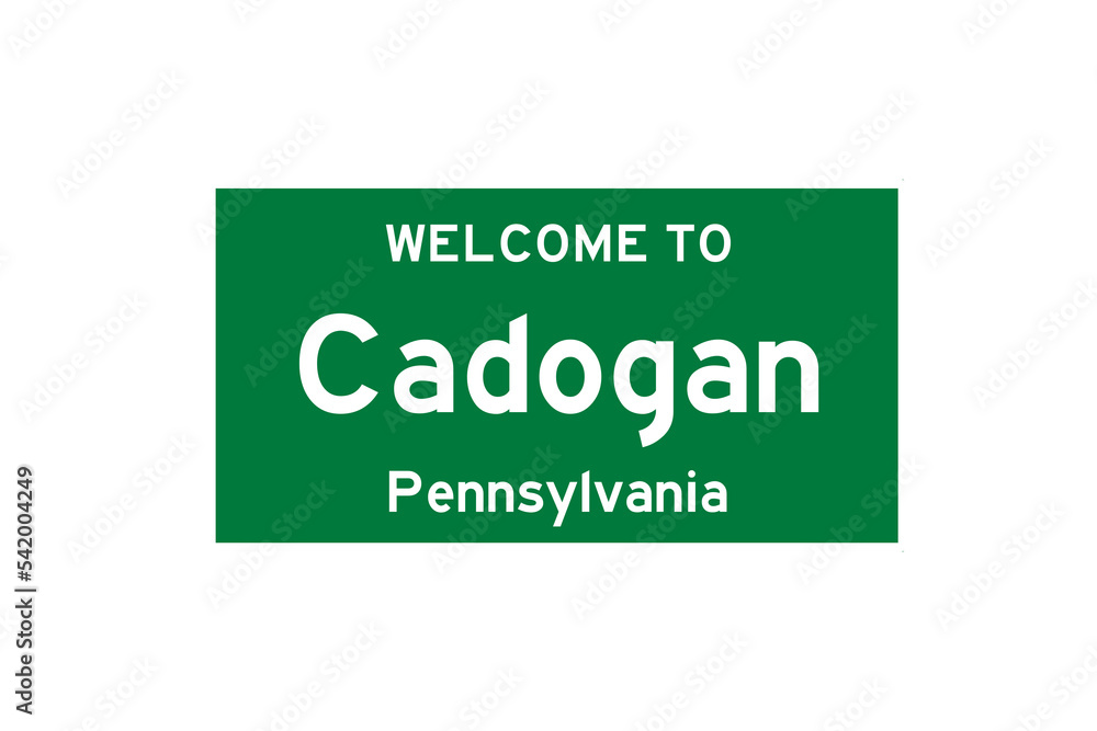 Cadogan, Pennsylvania, USA. City limit sign on transparent background. Cadogan, Pennsylvania, USA. City limit sign on transparent background.