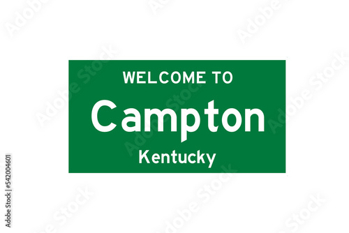 Campton, Kentucky, USA. City limit sign on transparent background.  photo