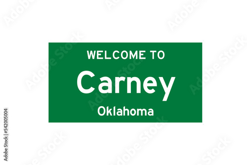 Carney, Oklahoma, USA. City limit sign on transparent background.  photo