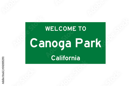 Canoga Park, California, USA. City limit sign on transparent background.  photo