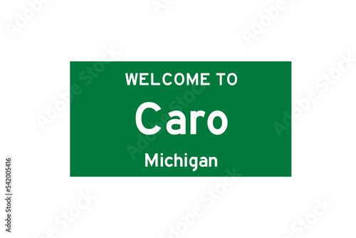 Obraz na płótnie Caro, Michigan, USA. City limit sign on transparent background. w salonie