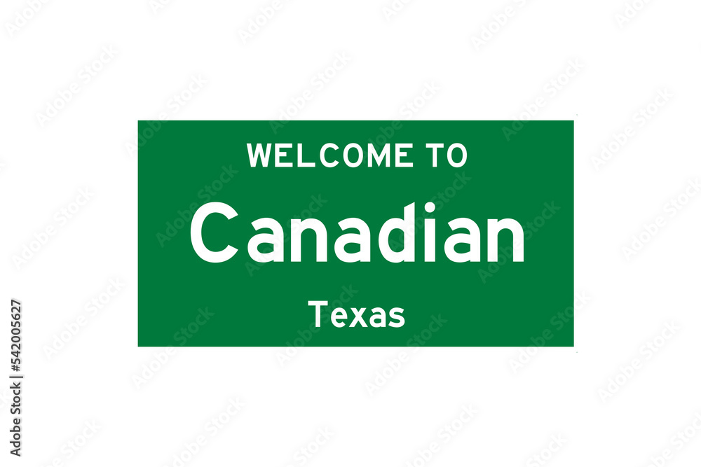 Canadian, Texas, USA. City limit sign on transparent background. 