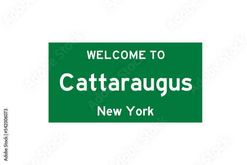 Cattaraugus, New York, USA. City limit sign on transparent background.  photo