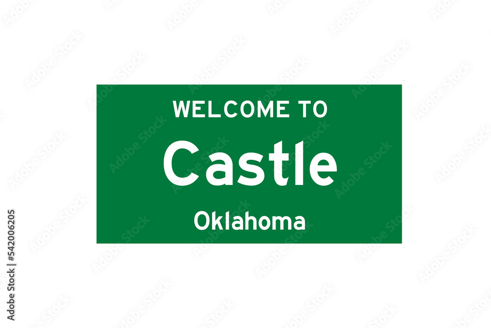 Castle, Oklahoma, USA. City limit sign on transparent background. Castle, Oklahoma, USA. City limit sign on transparent background.
