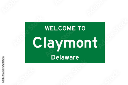 Claymont, Delaware, USA. City limit sign on transparent background.  photo