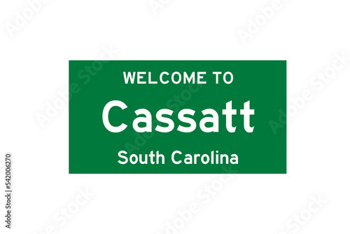 Cassatt, South Carolina, USA. City limit sign on transparent background.  photo