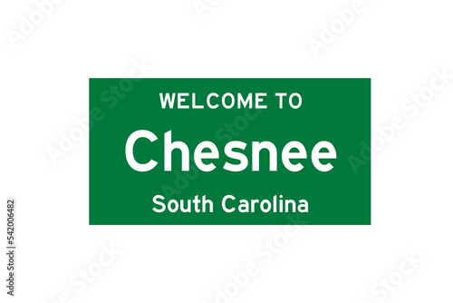 Chesnee, South Carolina, USA. City limit sign on transparent background.  photo