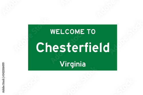 Obraz na płótnie Chesterfield, Virginia, USA. City limit sign on transparent background. w salonie