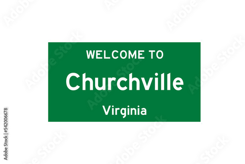 Churchville, Virginia, USA. City limit sign on transparent background.  photo