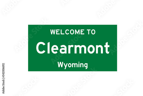 Clearmont, Wyoming, USA. City limit sign on transparent background.  photo