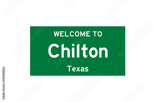 Chilton, Texas, USA. City limit sign on transparent background.  photo