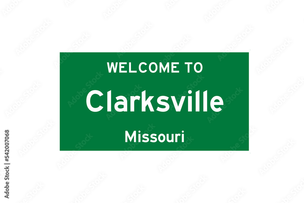 Clarksville, Missouri, USA. City limit sign on transparent background. Clarksville, Missouri, USA. City limit sign on transparent background.
