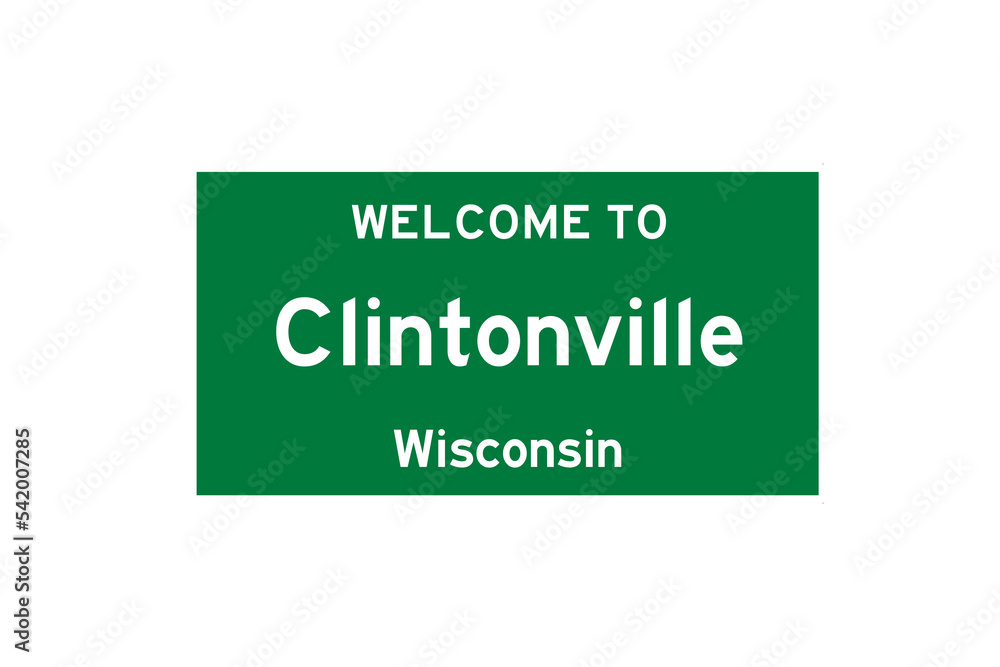 Clintonville, Wisconsin, USA. City limit sign on transparent background. Clintonville, Wisconsin, USA. City limit sign on transparent background.