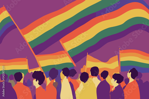 People tolerating lgbt community, parade, flags, lgbtq+ pride