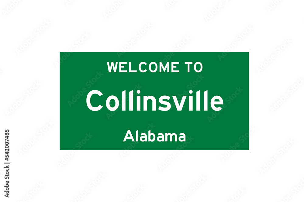 Collinsville, Alabama, USA. City limit sign on transparent background. Collinsville, Alabama, USA. City limit sign on transparent background.