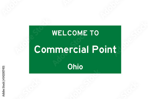 Commercial Point, Ohio, USA. City limit sign on transparent background.  photo