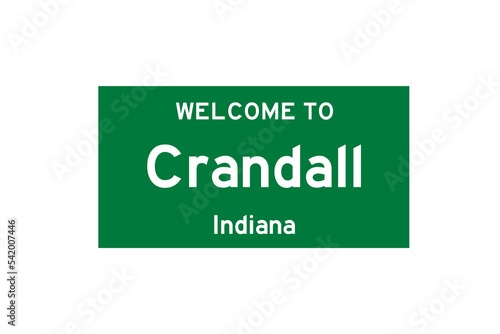 Crandall, Indiana, USA. City limit sign on transparent background.  photo