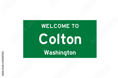 Colton, Washington, USA. City limit sign on transparent background.  photo