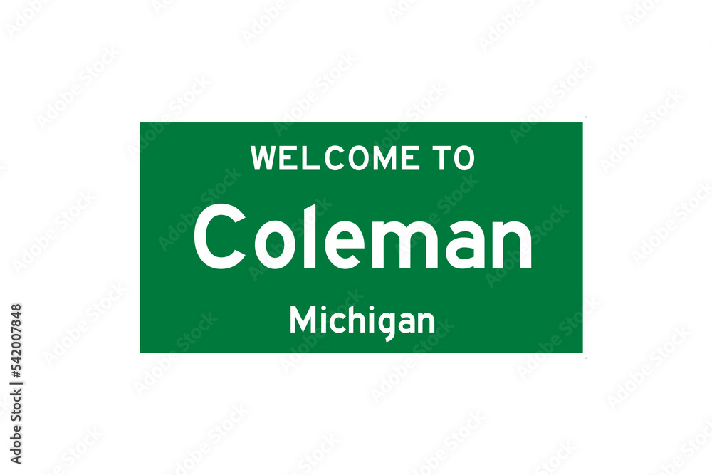 Coleman, Michigan, USA. City limit sign on transparent background. Coleman, Michigan, USA. City limit sign on transparent background.