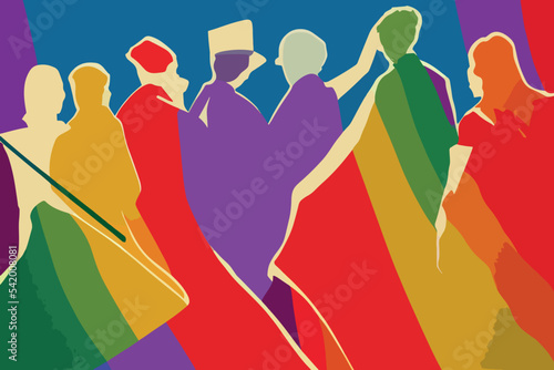 People tolerating lgbt community, illustration, lgbtq+ pride