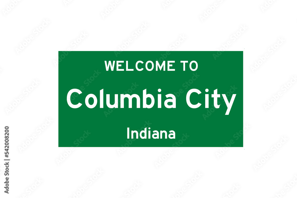 Columbia City, Indiana, USA. City limit sign on transparent background.