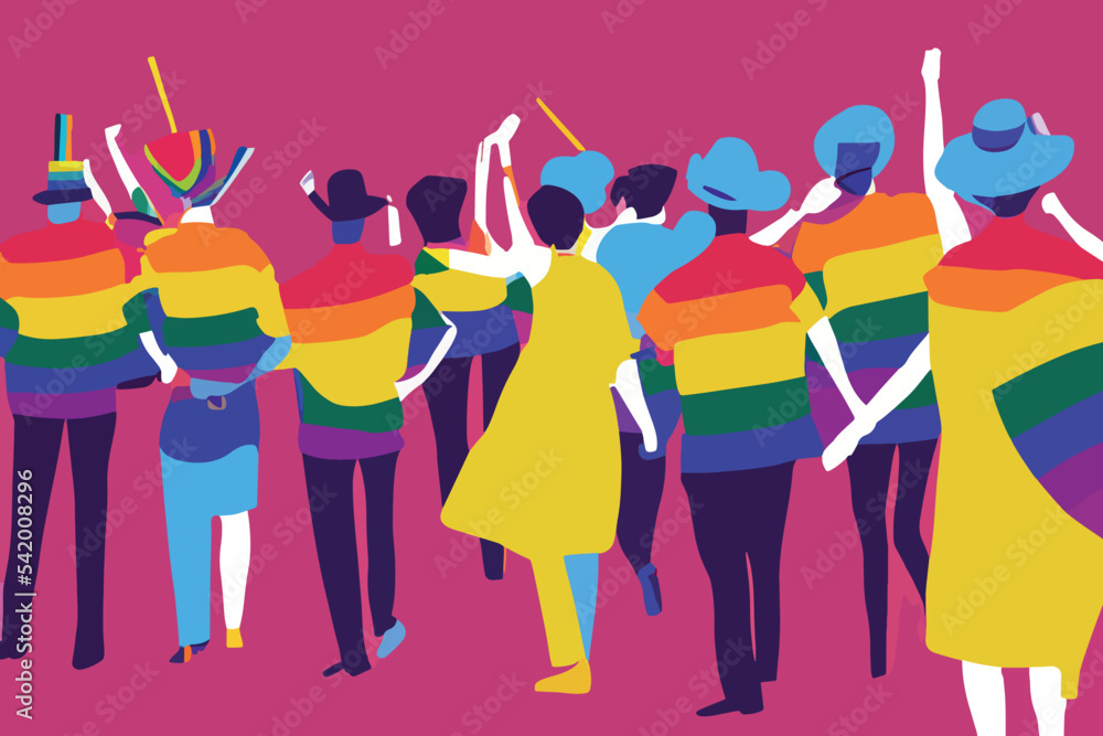 Obraz premium Lgbtq+ people tolerance, parade, lgbtq+ community support