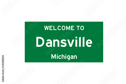 Dansville, Michigan, USA. City limit sign on transparent background.  photo