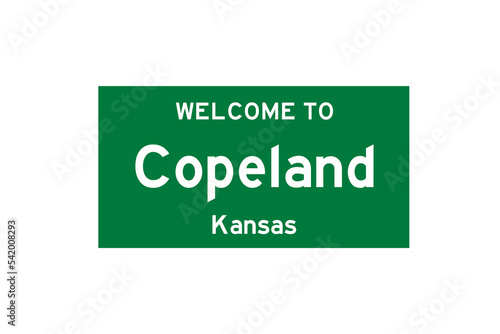 Copeland, Kansas, USA. City limit sign on transparent background. 