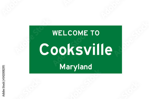 Cooksville, Maryland, USA. City limit sign on transparent background.  photo