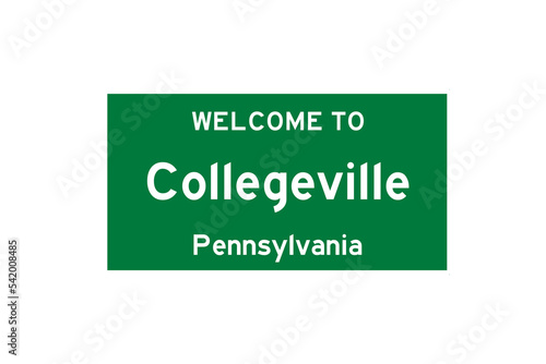 Collegeville, Pennsylvania, USA. City limit sign on transparent background.  photo