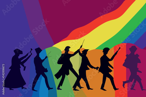 People tolerating lgbt community, illustration, lgbtq+ pride