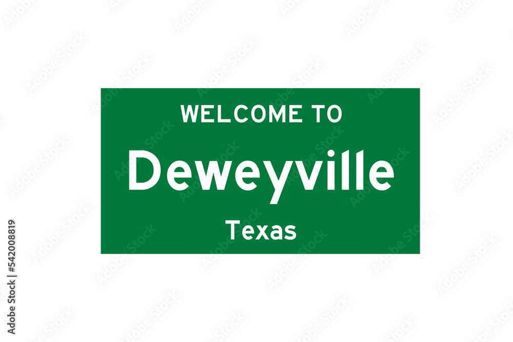 Deweyville, Texas, USA. City limit sign on transparent background