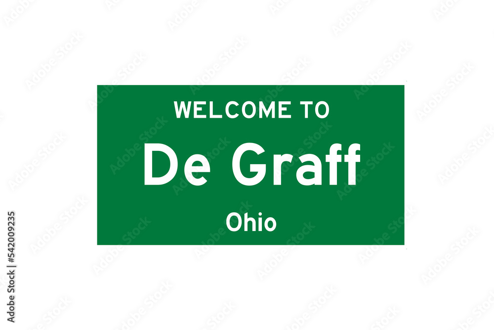 De Graff, Ohio, USA. City limit sign on transparent background. 