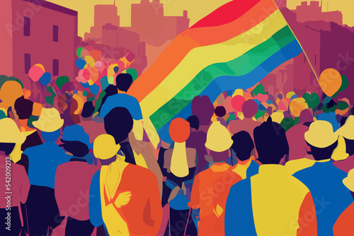 Lgbtq+ people tolerance, parade, flags, balloons, lgbtq+ community support