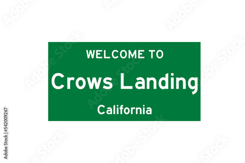 Crows Landing, California, USA. City limit sign on transparent background.  photo