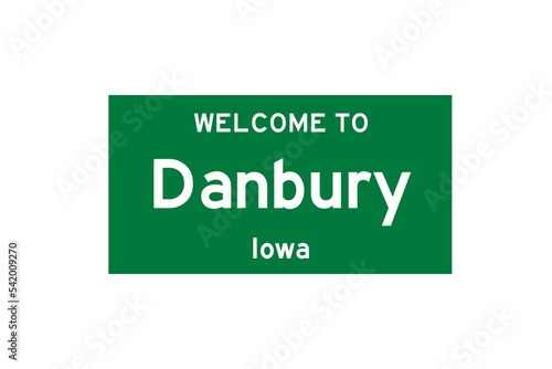 Danbury, Iowa, USA. City limit sign on transparent background. 