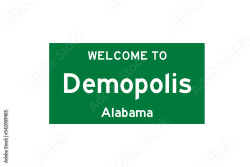 Demopolis, Alabama, USA. City limit sign on transparent background.  photo