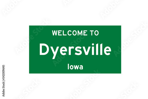 Dyersville, Iowa, USA. City limit sign on transparent background.  photo