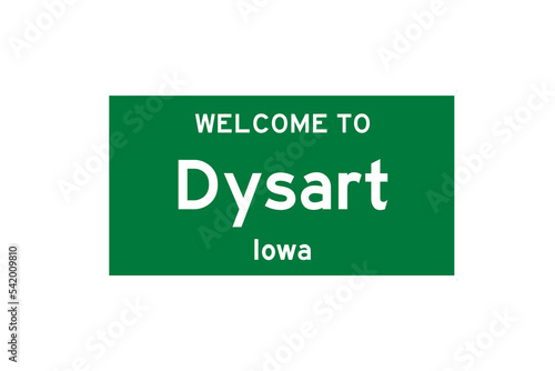 Dysart, Iowa, USA. City limit sign on transparent background.  photo