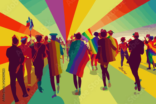 Lgbt people against human rights discrimination, parade, flags