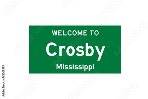 Crosby, Mississippi, USA. City limit sign on transparent background.  photo