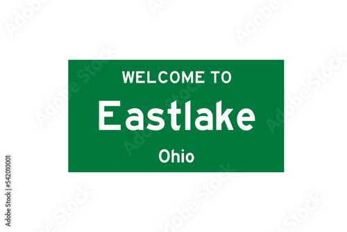 Eastlake, Ohio, USA. City limit sign on transparent background.  photo