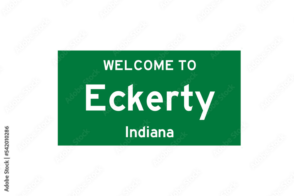 Eckerty, Indiana, USA. City limit sign on transparent background. Eckerty, Indiana, USA. City limit sign on transparent background.
